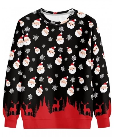 Christmas Womens Sweatshirt Snowflake Santa Graphic Loose Casual Ugly Christmas Sweatshirt Hooded Snowflake & Santa Print $16...