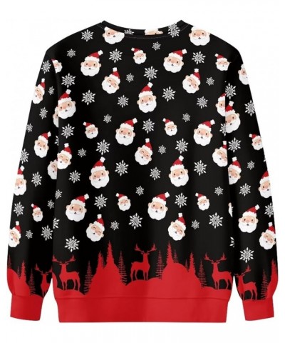 Christmas Womens Sweatshirt Snowflake Santa Graphic Loose Casual Ugly Christmas Sweatshirt Hooded Snowflake & Santa Print $16...