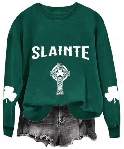 St Patricks Day Shirt Women Lucky Shamorck Graphic Irish Sweatshirt Funny Green Clover Print Long Sleeve Crewneck Tops F-gree...