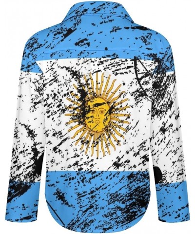 Cropped Hem Shirt Argentina Flag Argentina Flag Hoodie for Womens Adult Autumn Winter Sweatshirts Streetwear L 5X-Large White...