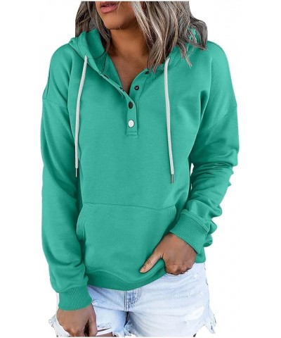 Womens Fashion Hoodies Fall Casual Long Sleeve Button Drawstring Sweatshirts Cute Y2k Graphic Hoodie Blouses Pockets A15 Gree...