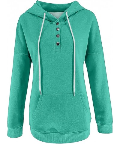 Womens Fashion Hoodies Fall Casual Long Sleeve Button Drawstring Sweatshirts Cute Y2k Graphic Hoodie Blouses Pockets A15 Gree...