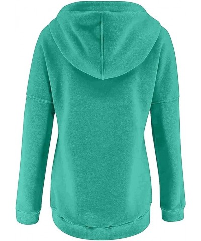 Womens Fashion Hoodies Fall Casual Long Sleeve Button Drawstring Sweatshirts Cute Y2k Graphic Hoodie Blouses Pockets A15 Gree...