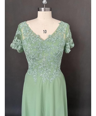 Mother of The Bride Dresses Tea Length Lace Appliques Chiffon Short Sleeve V Neck Formal Evening Dresses for Women Blue $37.0...