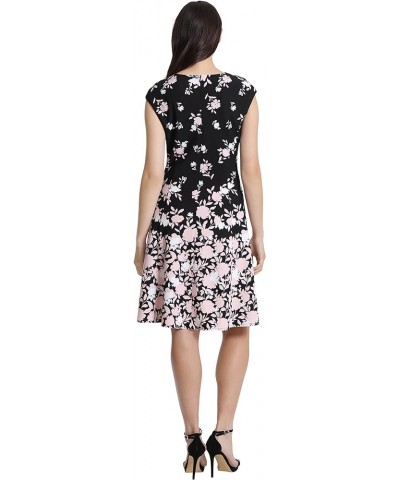 Women's Perfect Versatile Scuba Crepe Fit & Flare Dress Event Guest of Occasion Office Career Black/Blush $19.46 Dresses