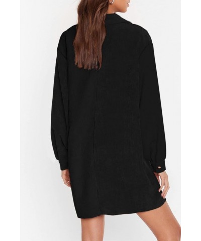 Womens Corduroy Colorblock Button Down Shirt Dress Casual Long Sleeve Oversized Tunic Blouses Solid Black $25.29 Tops