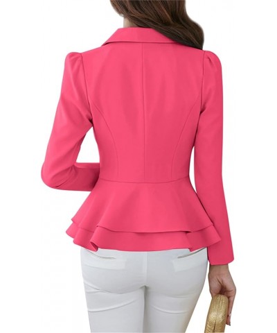 Women's Casual Long Sleeve One Button Blazer Jacket Loose Tunic Work Office Blazer Coat Peplum Blazer Rose $13.05 Blazers