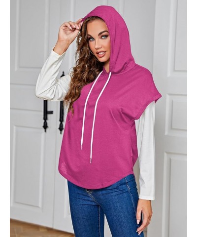 Women Workout Athletic Sleeveless Hoodie Sweatshirts Exercise Relaxed Tee Shirts 2024 Short Sleeve Trendy Tops Hot Pink $15.5...