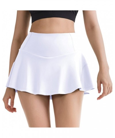 High Waisted Pleated Tennis Skirt for Women Built-in Shorts with 5 Pockets Golf Skirts Skorts Athletic Running White $18.80 S...