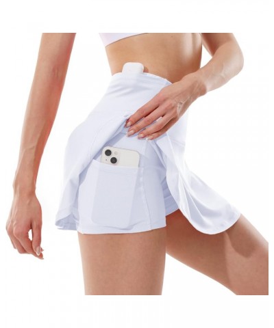 High Waisted Pleated Tennis Skirt for Women Built-in Shorts with 5 Pockets Golf Skirts Skorts Athletic Running White $18.80 S...