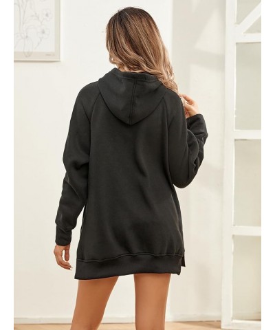 Women's Oversized Hoodies,Casual Cozy Pullover Sweatshirt With Drawstring Long Sleeve With Pockets Outfits Y2k Clothes Black ...