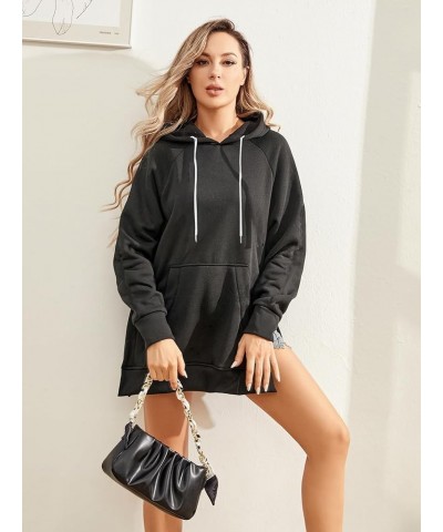 Women's Oversized Hoodies,Casual Cozy Pullover Sweatshirt With Drawstring Long Sleeve With Pockets Outfits Y2k Clothes Black ...