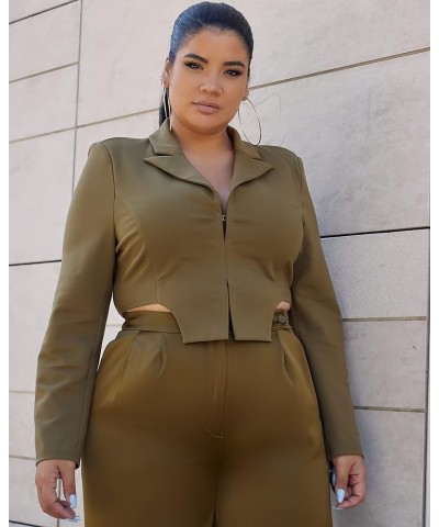 Women's Military Olive Cropped Blazer Military Olive $10.19 Blazers