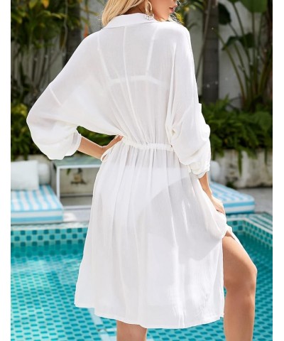 Summer Casual Swimsuit Cover Ups for Women Beach Shirt Tunic Dress W-white1 $16.42 Swimsuits