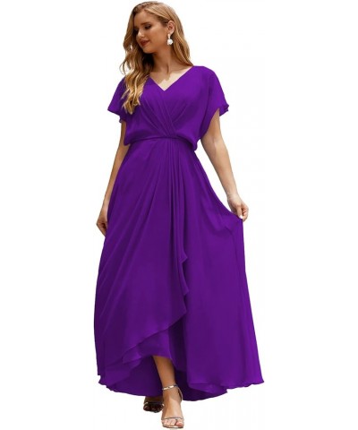 Women's Homecoming Dress Bridesmaid Dress Dolman Sleeves Formal Prom Gowns for Wedding Guests Dark Purple $44.00 Dresses