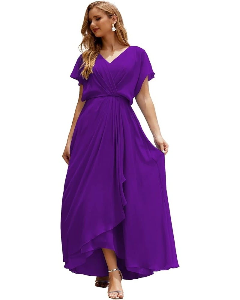 Women's Homecoming Dress Bridesmaid Dress Dolman Sleeves Formal Prom Gowns for Wedding Guests Dark Purple $44.00 Dresses