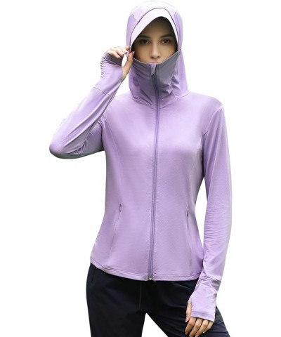 Women's Full Zip Sun Protection Hoodie Jacket Packable UPF 50+ Outdoor Hiking Shirts with Zipper Pockets Purple $20.89 Jackets