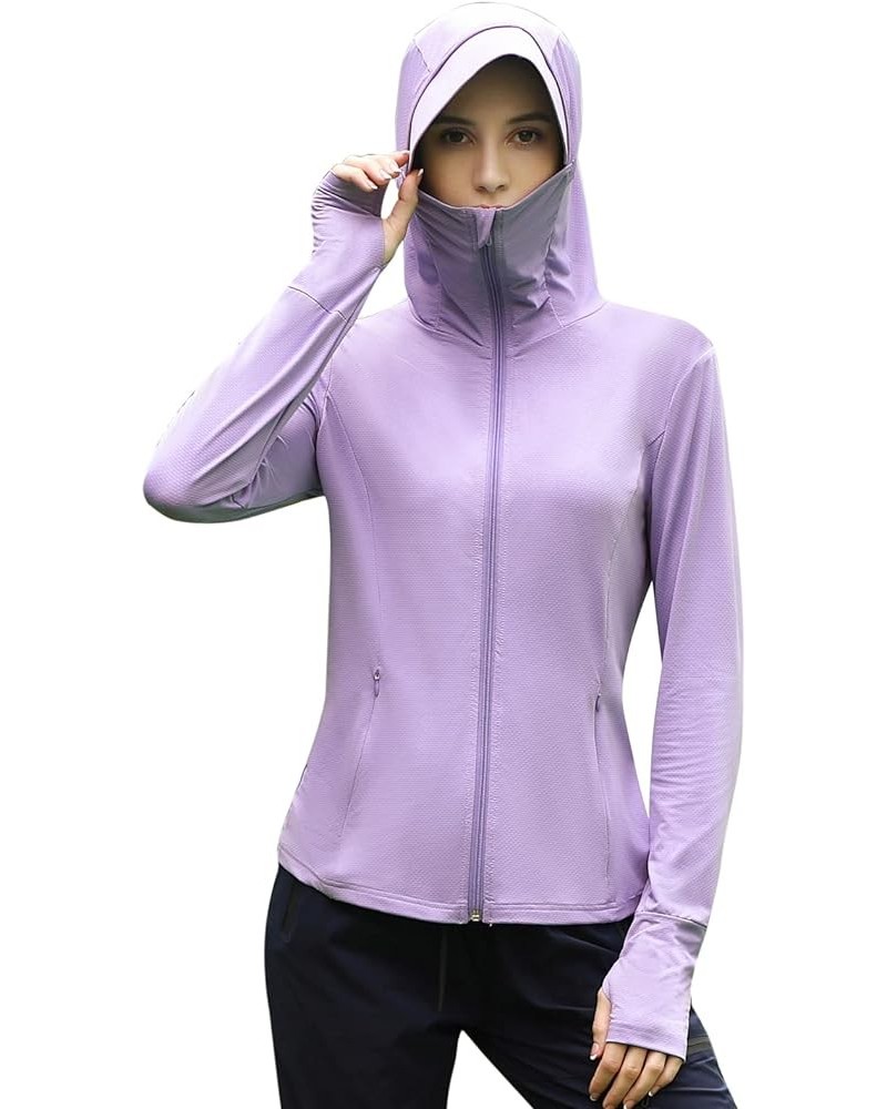 Women's Full Zip Sun Protection Hoodie Jacket Packable UPF 50+ Outdoor Hiking Shirts with Zipper Pockets Purple $20.89 Jackets