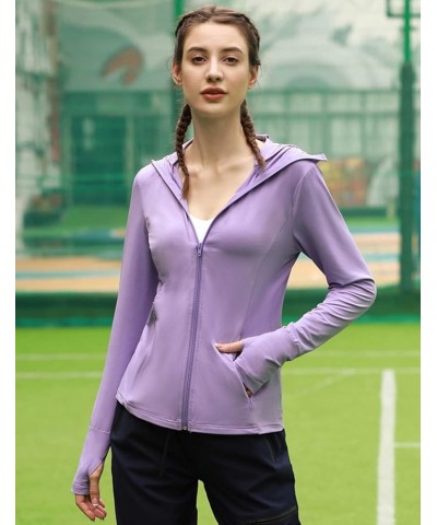 Women's Full Zip Sun Protection Hoodie Jacket Packable UPF 50+ Outdoor Hiking Shirts with Zipper Pockets Purple $20.89 Jackets