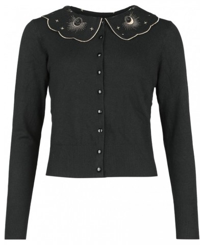 Moon Phases 1950's Cardigan Retro Vintage Embroidery Collar $23.49 Sweaters