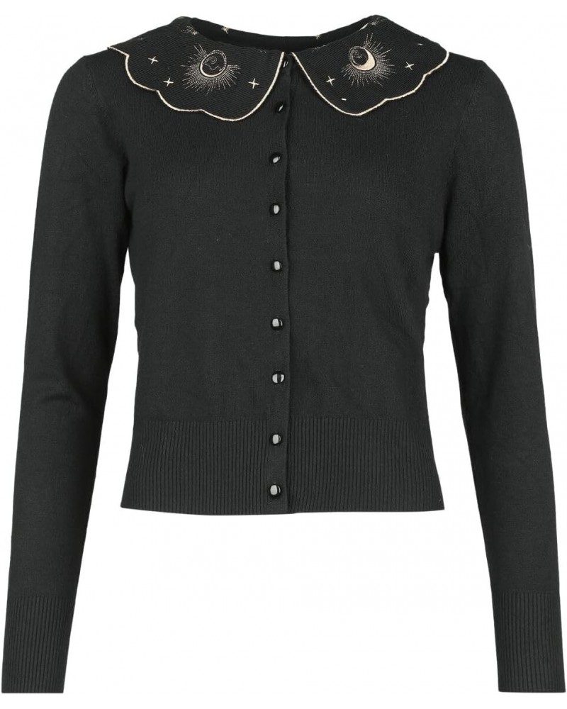 Moon Phases 1950's Cardigan Retro Vintage Embroidery Collar $23.49 Sweaters