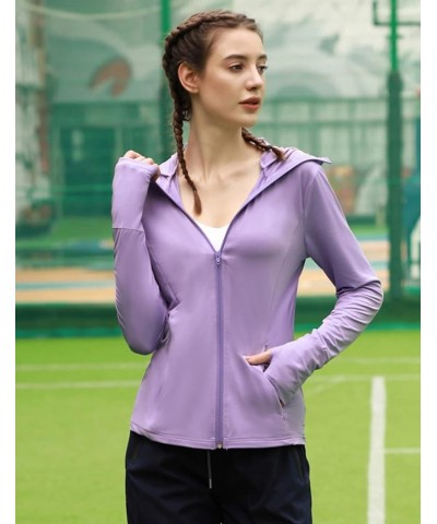 Women's Full Zip Sun Protection Hoodie Jacket Packable UPF 50+ Outdoor Hiking Shirts with Zipper Pockets Purple $20.89 Jackets