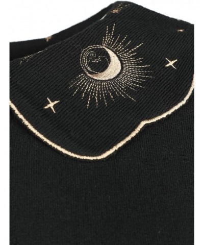 Moon Phases 1950's Cardigan Retro Vintage Embroidery Collar $23.49 Sweaters