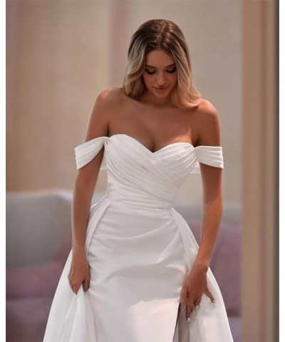 Off The Shoulder Prom Dresses Mermaid Satin Ruched Formal Party Gown with Train Sunflower $29.11 Dresses