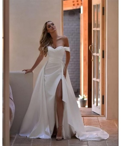 Off The Shoulder Prom Dresses Mermaid Satin Ruched Formal Party Gown with Train Sunflower $29.11 Dresses