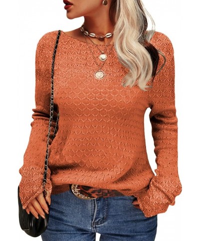 Women Autumn Winter Colorblock Pullover Sweaters Round Neck Striped Slim Fitting Knitwear Tops Z01-orange $16.79 Sweaters