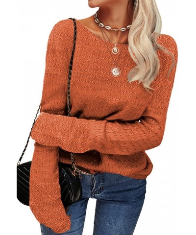 Women Autumn Winter Colorblock Pullover Sweaters Round Neck Striped Slim Fitting Knitwear Tops Z01-orange $16.79 Sweaters