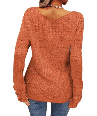 Women Autumn Winter Colorblock Pullover Sweaters Round Neck Striped Slim Fitting Knitwear Tops Z01-orange $16.79 Sweaters