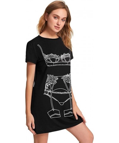 Women's Funny Lingerie Nightgown Cute Print Tshirt Sleepdress Black $8.99 Sleep & Lounge