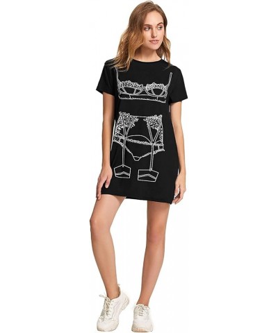 Women's Funny Lingerie Nightgown Cute Print Tshirt Sleepdress Black $8.99 Sleep & Lounge