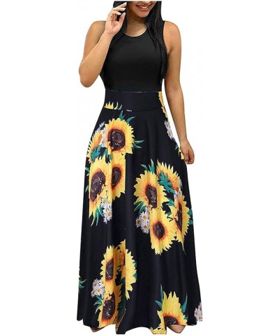 Maxi Dress for Women,Summer Fashion Floral Print Bodycon Dress Casual Short Sleeve Crewneck Party Beach Dress E-black $9.53 O...