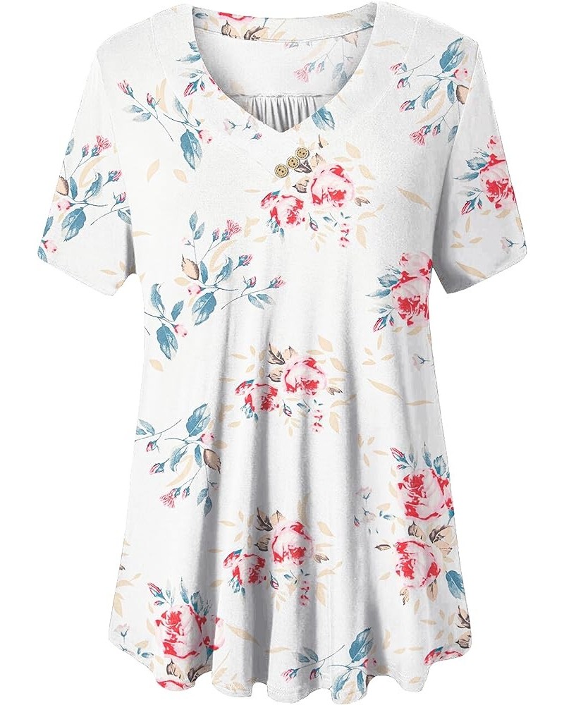 Women's Plus Size Tops Short Sleeve Blouses Flowy Summer Tunic Tops M-4X Color 60 $13.49 Tops