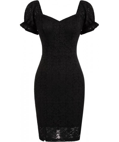 Women's Lace Dresses V Neck Off Shoulder Party Dress Short Sleeve Cocktail Dress Bodycon Mini Dresses S-XXL Black $16.40 Dresses