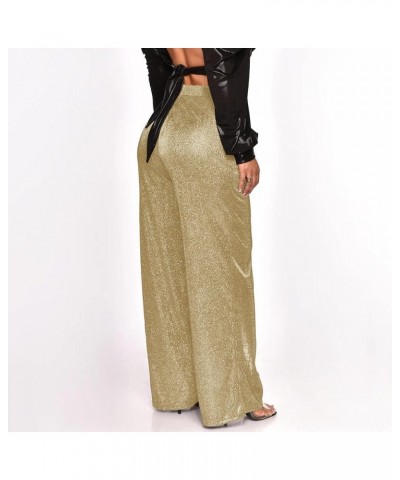 Sequin Pants Women Straight Leg High Waisted Sparkle Sequin Pants Loose Shiny Party Clubwear Bling Glitter Trousers Z81-gold ...