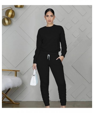 2 Pieces Lounge Set Three Piece Tracksuit Outfit Womens Fall Long Sleeve Sweatsuit Workout Sets A01-black $15.98 Activewear