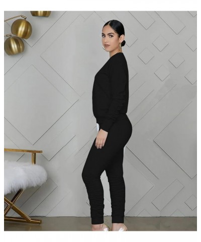 2 Pieces Lounge Set Three Piece Tracksuit Outfit Womens Fall Long Sleeve Sweatsuit Workout Sets A01-black $15.98 Activewear