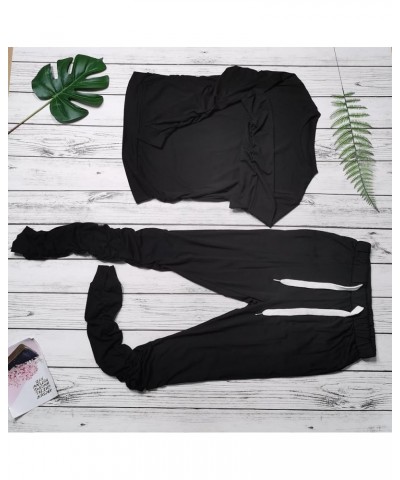 2 Pieces Lounge Set Three Piece Tracksuit Outfit Womens Fall Long Sleeve Sweatsuit Workout Sets A01-black $15.98 Activewear