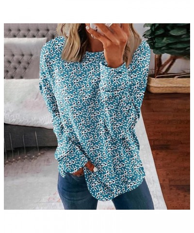 Long Sleeve Shirts for Women Oversized Fashion Crewneck Tops Casual Loose Fitting Pullover T-Shirt Print Sweatshirt 03-cyan $...