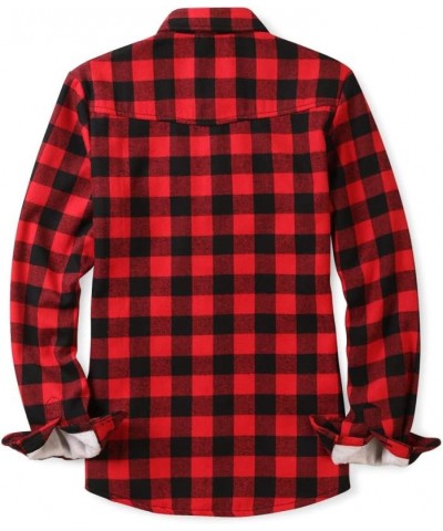 Women's Flannel Shirts Plaid Shacket, Long Sleeve Fleece Lined Shirt Jacket Winter Tops Red Black Plaid $15.75 Jackets