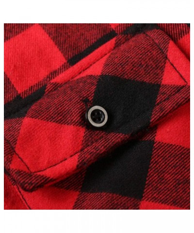 Women's Flannel Shirts Plaid Shacket, Long Sleeve Fleece Lined Shirt Jacket Winter Tops Red Black Plaid $15.75 Jackets