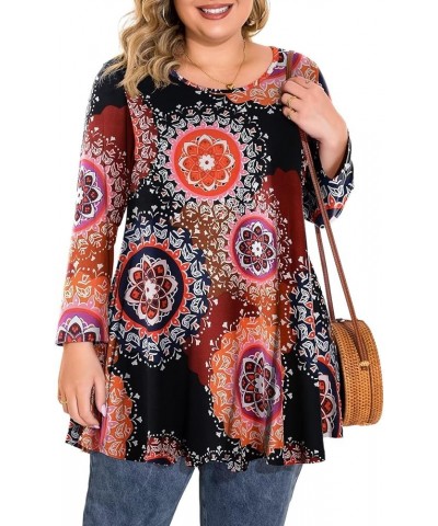 Plus Size Tops For Women 3/4 Sleeve Comfy Tunic For Leggings Loose Casual T-Shirt Flower24 $11.59 Tops