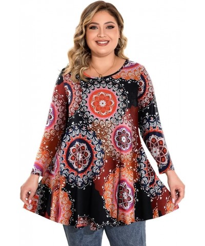 Plus Size Tops For Women 3/4 Sleeve Comfy Tunic For Leggings Loose Casual T-Shirt Flower24 $11.59 Tops