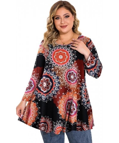 Plus Size Tops For Women 3/4 Sleeve Comfy Tunic For Leggings Loose Casual T-Shirt Flower24 $11.59 Tops