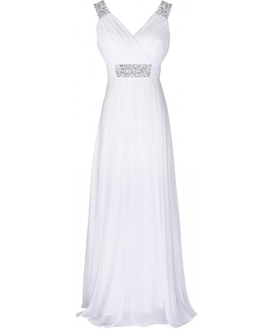 Women Ruched Waist Rhinestone Casual Tulle Semi-Formal Long Wedding Bridesmaid Dress 44 White $30.65 Dresses