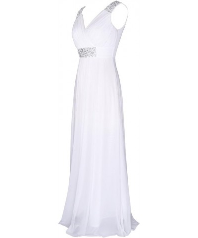 Women Ruched Waist Rhinestone Casual Tulle Semi-Formal Long Wedding Bridesmaid Dress 44 White $30.65 Dresses