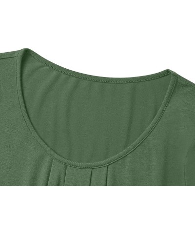 Womens Casual Summer T Shirts Basic Pleated Tunic Tops Petal Short Sleeve Blouse… Army Green $7.50 Tops